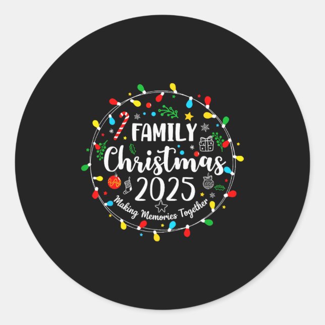 Adesivo Redondo Family Christmas 2025 Matching Santa Tee Xmas Paja (Frente)
