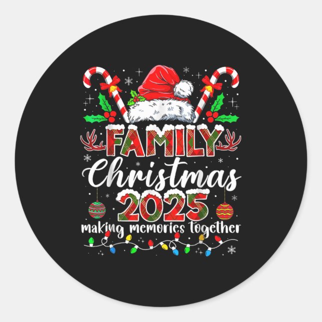 Adesivo Redondo Family Christmas 2025 Matching Santa Tee Xmas Paja (Frente)