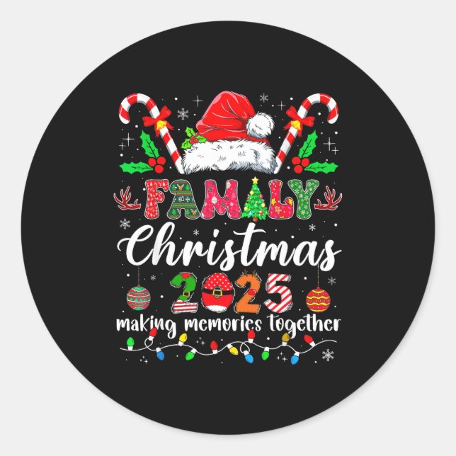 Adesivo Redondo Family Christmas 2025 Matching Santa Tee Xmas Paja (Frente)