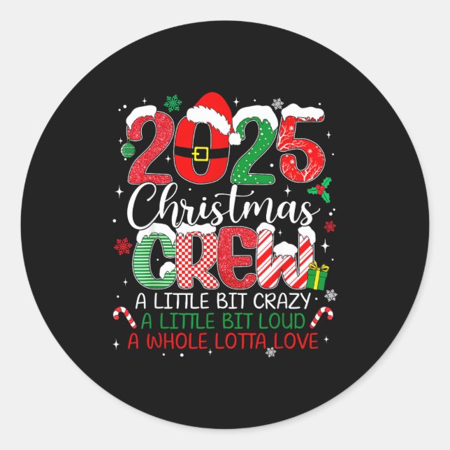 Adesivo Redondo Family Christmas Crew 2025 Matching Outfit Xmas Sq (Frente)