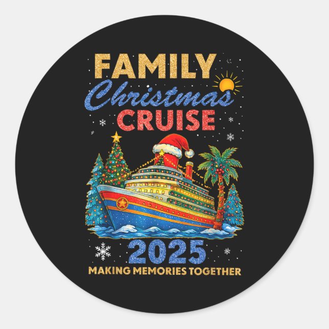 Adesivo Redondo Family Christmas Cruise 2025 Matching Family Cruis (Frente)