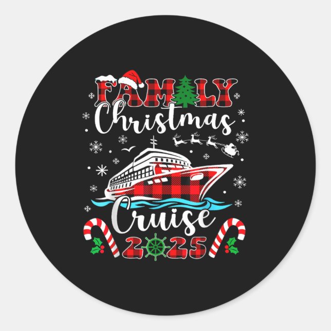 Adesivo Redondo Family Christmas Cruise 2025 Matching Family Cruis (Frente)