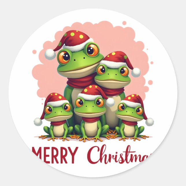Adesivo Redondo Family christmas frogs (3) (Frente)