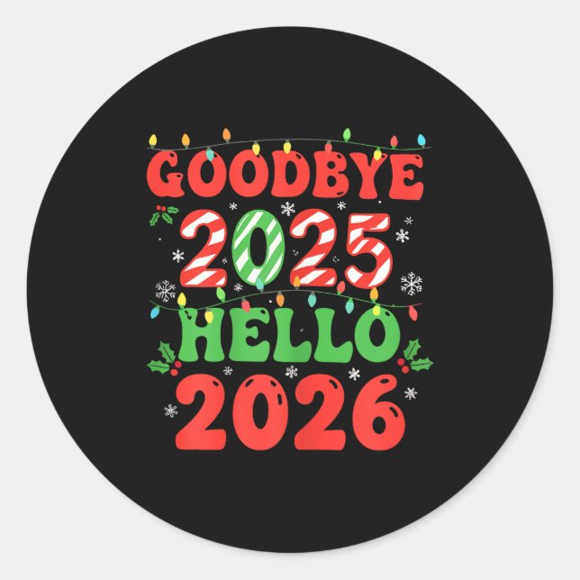 Adesivo Redondo Family Christmas Shirts Matching 2025, Funny Nye H (Frente)