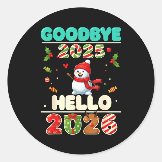 Adesivo Redondo Family Christmas Shirts Matching 2025, Funny Nye H (Frente)