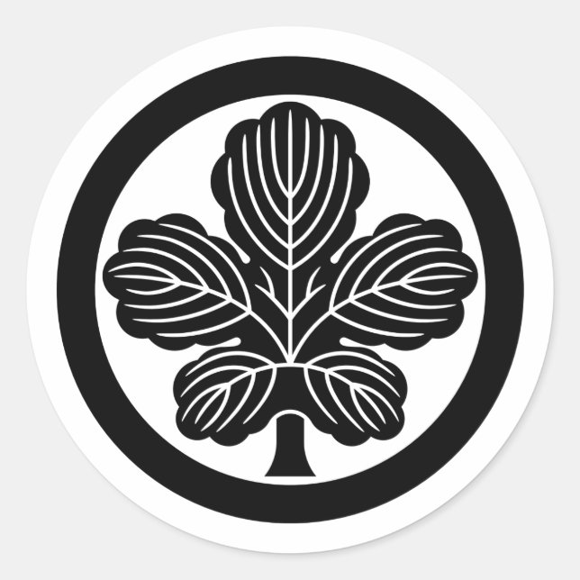 Adesivo Redondo [Family Crests] Kaji leaf with circle (Frente)