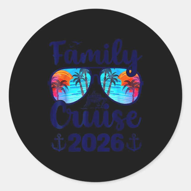 Adesivo Redondo Family Cruise 2026 Family Vacation Matching Family (Frente)