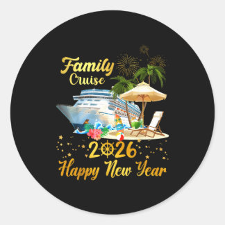 Adesivo Redondo Family Cruise 2026 Happy New Year 