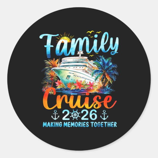 Adesivo Redondo Family Cruise 2026 Making Memories Together Matchi (Frente)