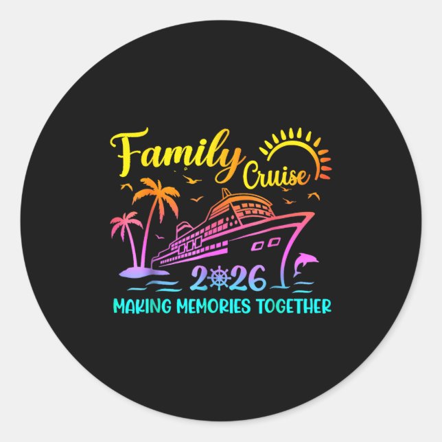 Adesivo Redondo Family Cruise 2026 Summer Vacation Matching Family (Frente)