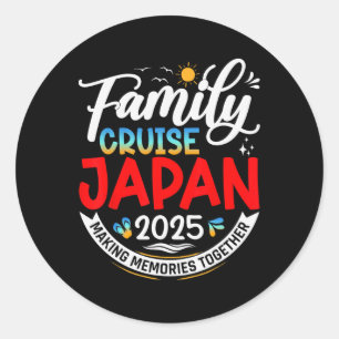 Adesivo Redondo Family Cruise Japão 2025 Combinação de Férias Fami