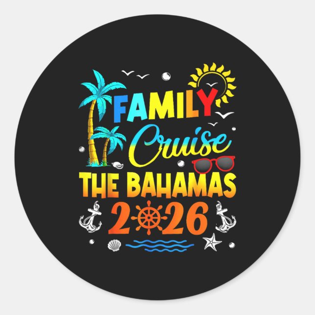 Adesivo Redondo Family Cruise The Bahamas 2026 Summer Matching Vac (Frente)