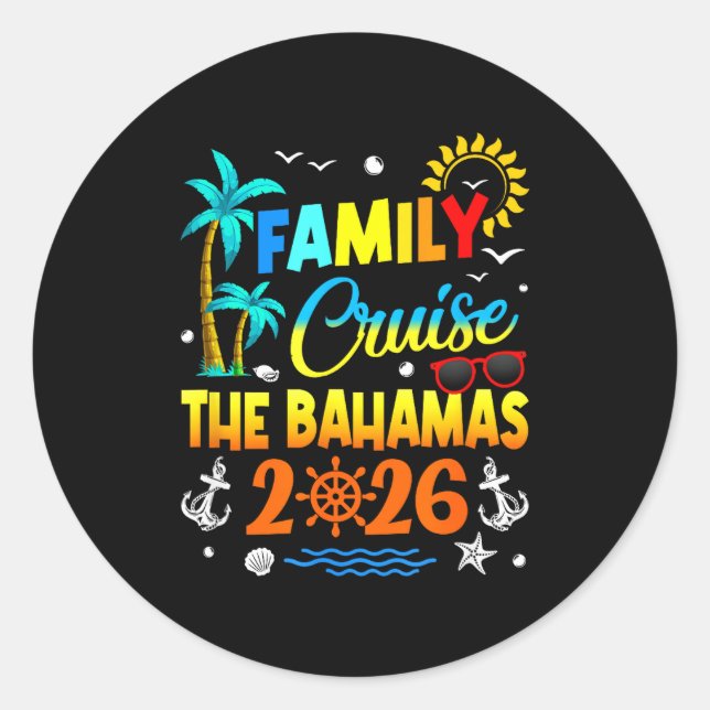 Adesivo Redondo Family Cruise The Bahamas 2026 Summer Matching Vac (Frente)