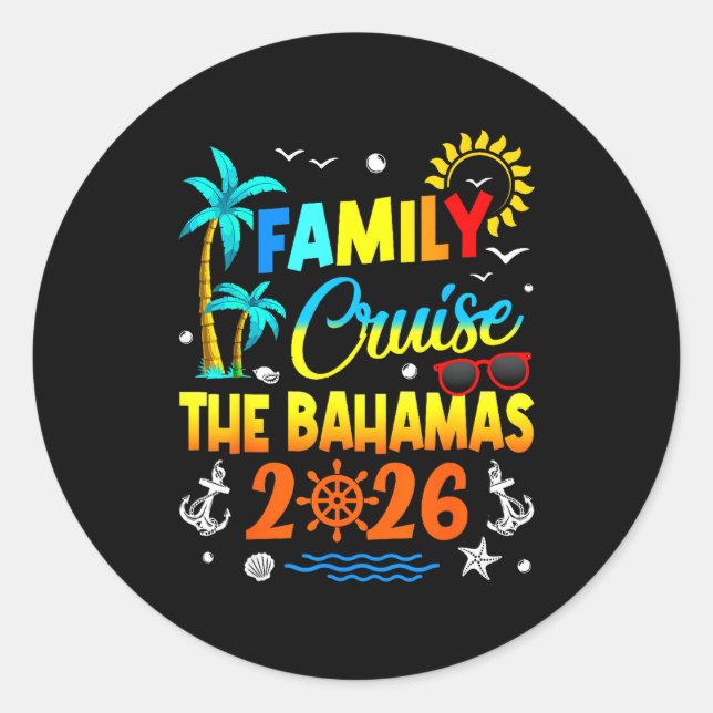 Adesivo Redondo Family Cruise The Bahamas 2026 Summer Matching Vac (Frente)