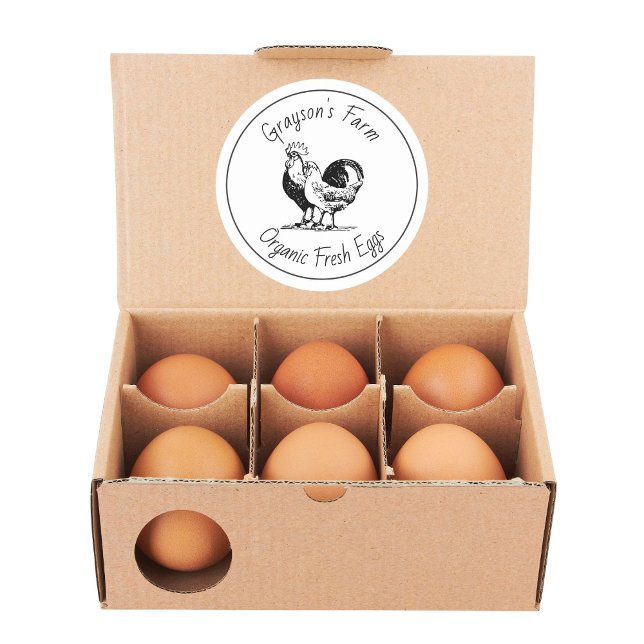 Adesivo Redondo Family Farm Organic Fresh Eggs (Criador carregado)