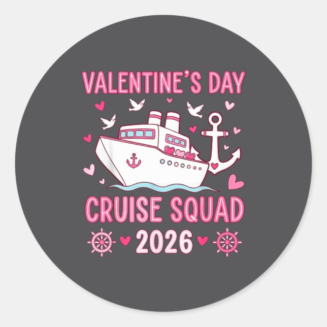 Adesivo Redondo Family Matching Valentines Day Family Cruise Squad (Frente)