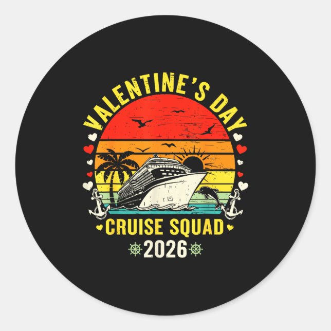Adesivo Redondo Family Matching Valentines Day For Couples Cruise  (Frente)