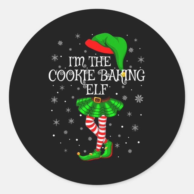 Adesivo Redondo Family Matching Women Girls The Cookie Baking Elf  (Frente)
