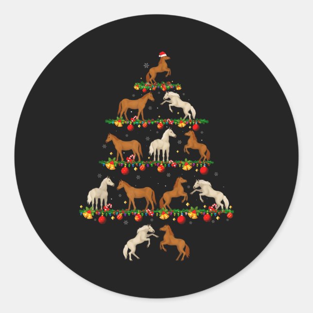 Adesivo Redondo Family Pajama Sets Christmas Matching Horse Xmas T (Frente)