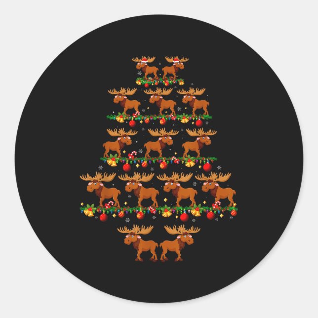 Adesivo Redondo Family Pajama Sets Christmas Matching Moose Xmas T (Frente)