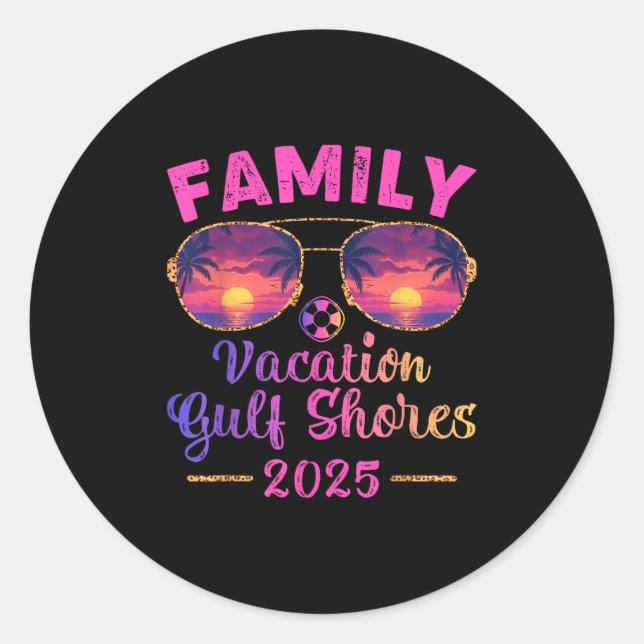 Adesivo Redondo Family Vacation 2025 Sungles Alabama Gulf Shores B (Frente)