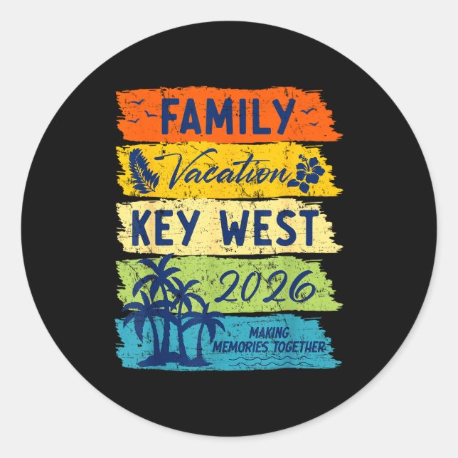 Adesivo Redondo Family Vacation 2026 Key West Matching Summer Vaca (Frente)