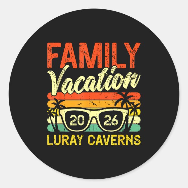 Adesivo Redondo Family Vacation 2026 Luray Caverns  (Frente)