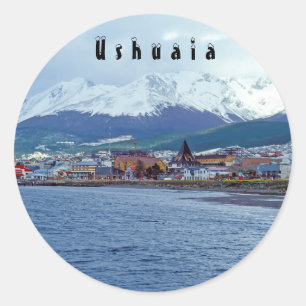 Adesivo Redondo Famoso Ushuaia - Terra do Fogo, Argentina
