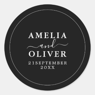 Adesivo Redondo Fancy Timeless Modern Minimalist Black Wedding
