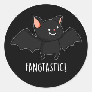 Adesivo Redondo Fangtástico Pun Halloween Divertido Fundo Escuro