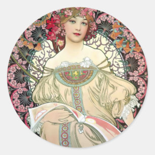 Adesivo Redondo Fantasia 1897 de Alfons Mucha