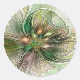 Adesivo Redondo Fantasia Abstrata Moderna Colorida Flor Fractal
