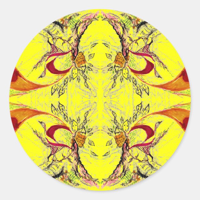 Adesivo Redondo Fantasia de Árvores e Pássaros (Frente)