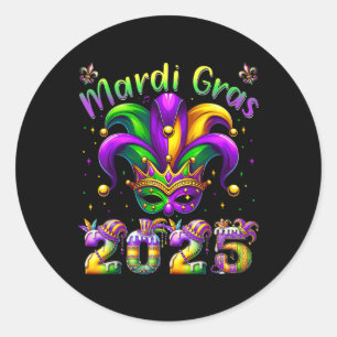 Adesivo Redondo Fantasia de Bobo do Carnaval 2025 para Crianças Me