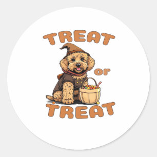 Adesivo Redondo Fantasia de cachorro de Halloween Labradoodle �Com