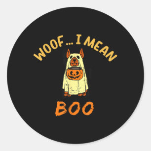 Adesivo Redondo Fantasia de Fantasma para Cachorro no Halloween