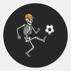 Adesivo Redondo Fantasia de Halloween de Futebol de Esqueleto Engr