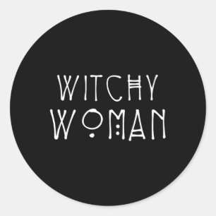 Adesivo Redondo Fantasia de Halloween de Mulher Witchy