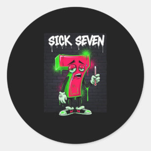 Adesivo Redondo Fantasia de Halloween do Meme Sick Seven 67 Divers