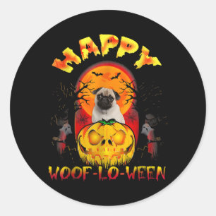 Adesivo Redondo Fantasia de Halloween Homens Mulheres Pug Cachorro