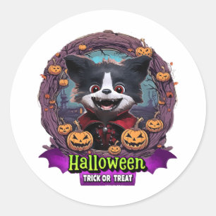 Adesivo Redondo Fantasia de Halloween para Cachorro