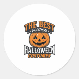Adesivo Redondo Fantasia de Halloween Política Abóbora Camisa Vint
