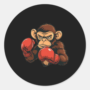 Adesivo Redondo Fantasia de Macaco de Boxe Legal 