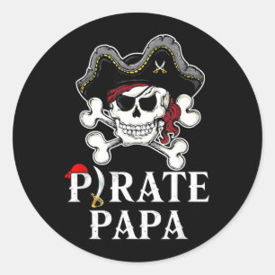 Adesivo Redondo Fantasia de Papai Pirata Jolly Roger Ossos Cruzado