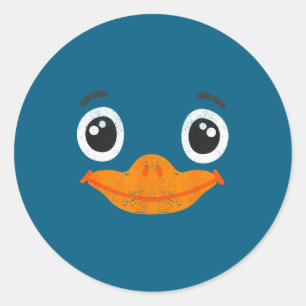 Adesivo Redondo Fantasia de Rosto de Pato de Halloween Animais Fof