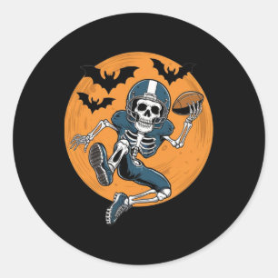 Adesivo Redondo Fantasia desportiva de Halloween Skeleton de futeb