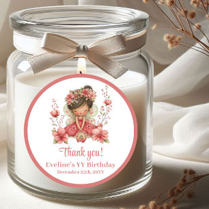 Adesivo Redondo Fantasia Fada Pastel Floral Menina Aniversário