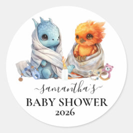 Adesivo Redondo Fantasia Fantástica do Dragão de Fênix Gêmeos