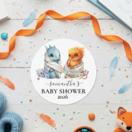 Adesivo Redondo Fantasia Fantástica do Dragão de Fênix Gêmeos