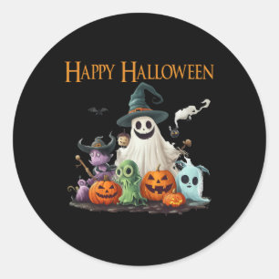 Adesivo Redondo Fantasia Feliz Hallowee do Fantasma Fantasma Feliz